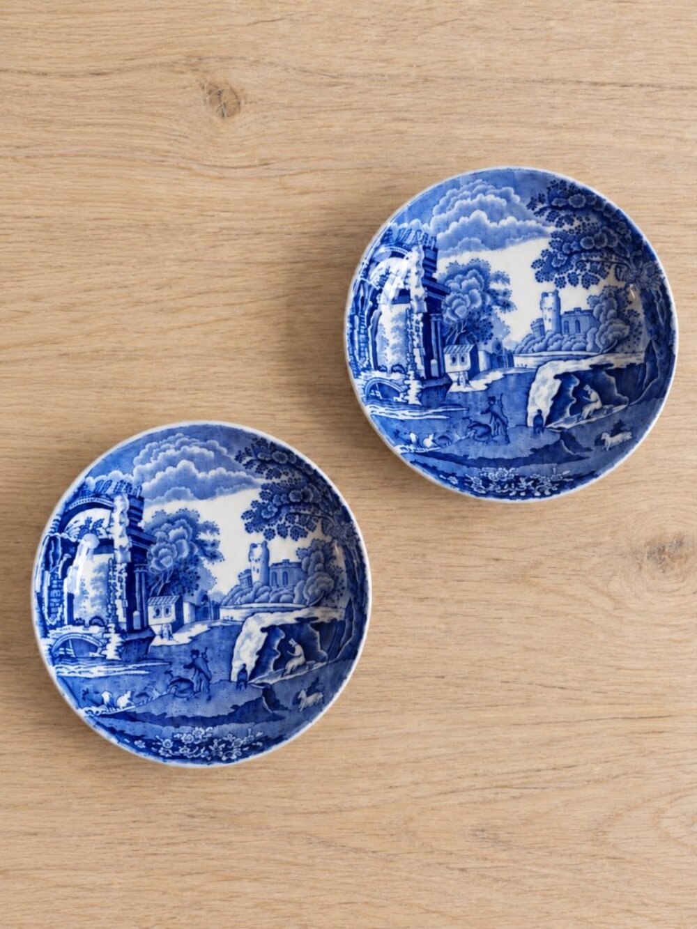 Spode Blue Italian Butter Pat Transferware Italy Made in England 3" Set Lot 2
